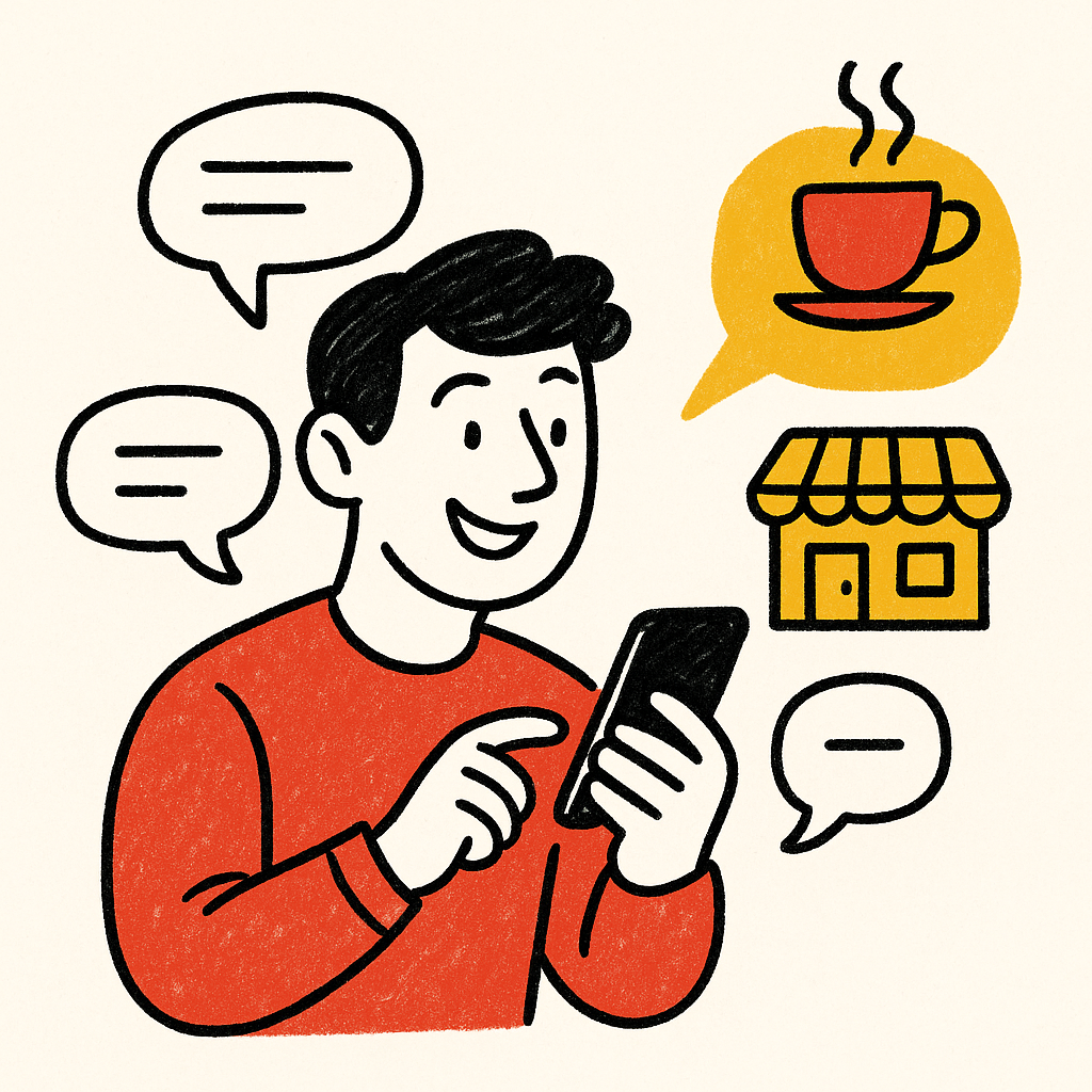 Person using Reqly to chat with businesses